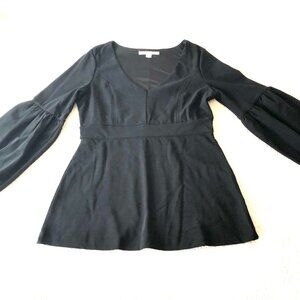 Boston Proper Puff-Sleeve Black Top S